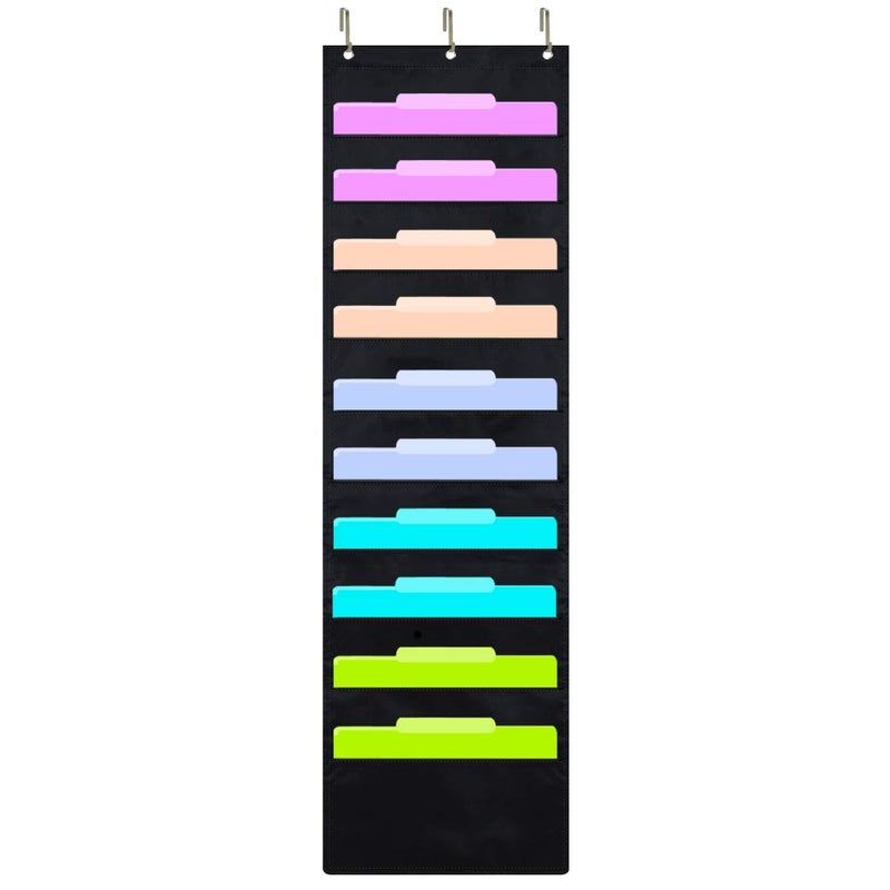 ZKOO Hanging File Folders Pocket Chart  10 Pocket & 3 Hanger Cascading Wall Organizer - Organize Your Assignments  Files  Scrapbook Papers & More  Perfect Organization for Classroom  Home  Office - Image 1